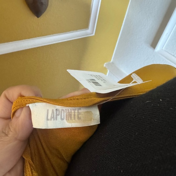 Asymmetric Ruched Long-Sleeve Jersey Top Elegant Mustard One-Shoulder Top SZ-10 - Picture 14 of 16